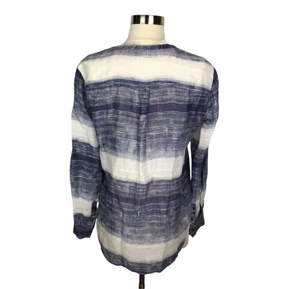 RAQUEL ALLEGRA Striped Hemp Silk Popover Blouse - Picture 5 of 8